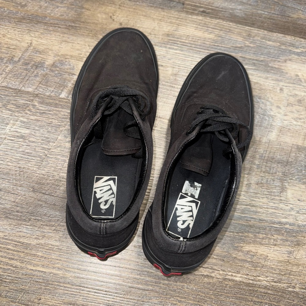 Vans Era Black Black Canvas Sneakers Mens 8 Womens 9.5 Triple Black Low Top Shoe - Picture 6 of 9